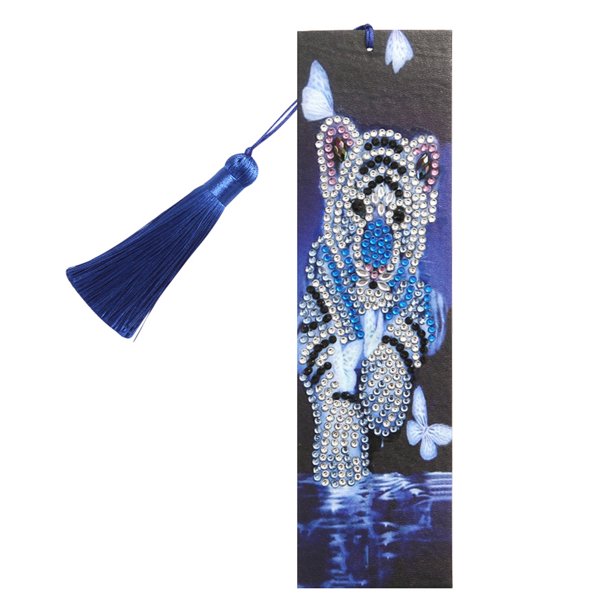 DIY forma especial diamante pintura cuero marcapáginas borla tigre bordado regalo FLhrweasw Nuevo