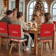 thumbnail image 5 of Merry Christmas Chair Covers Set of 8 Green Tree Star Red Background Chair Back Covers Stretch Removable Washable Slipcovers Protector for Dining Room Kitchen Party Decor, 5 of 5