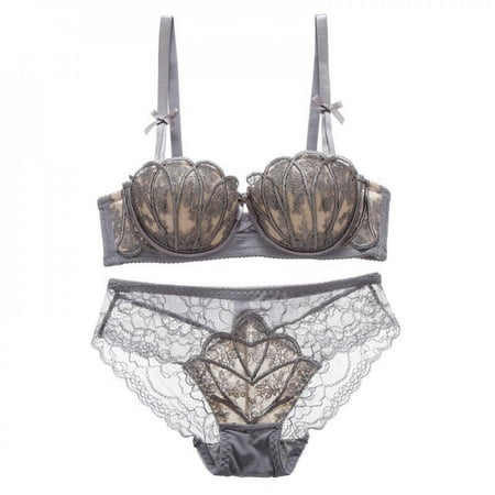

Brand Clearance! Women Lace Push Up 1/2 Cup Bra + Briefs Set