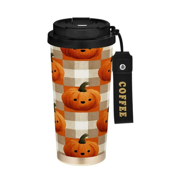 500ml Double-Wall Vacuum Insulated Tumblers Stainless Steel Coffee Tumbler with Ceramic Coating Halloween-themed Pumpkins