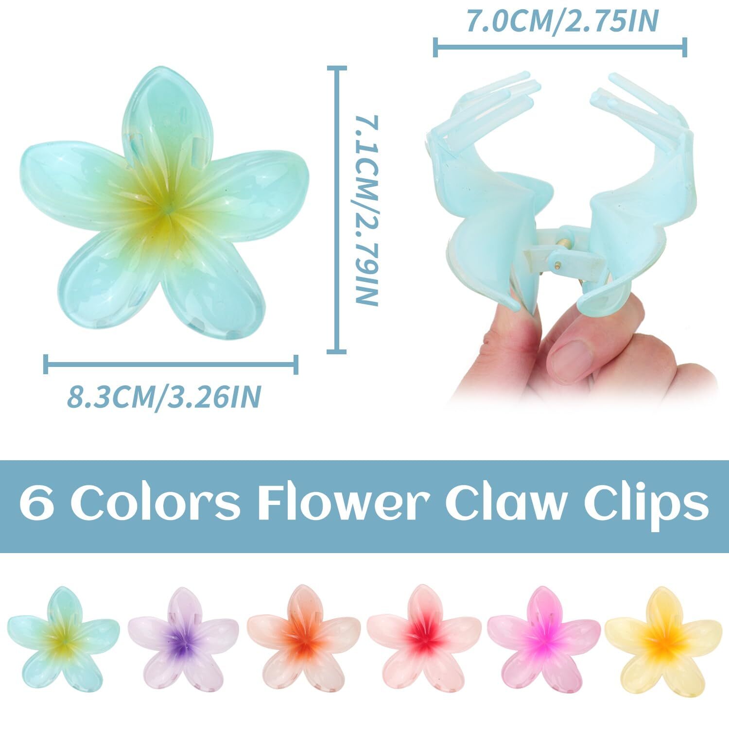4 PCS Hawaiian Flower Hair Clips for Women: Flower Claw Clips for Thick Thin Hair - Plumeria Hair Clip for Girls Beach Tropical Hair Accessories Gifts, Style 2