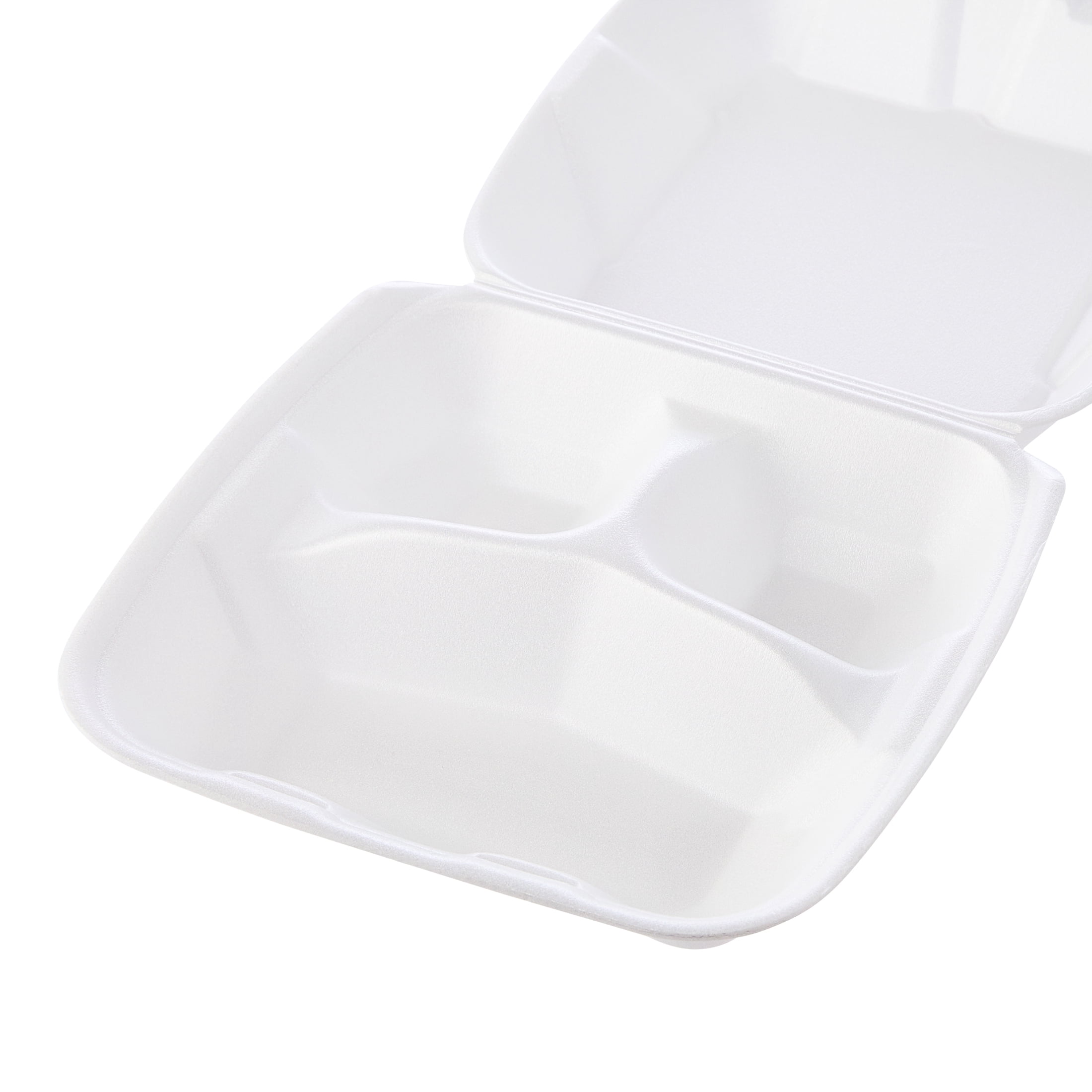 Great Value Foam 3-Compartment Hinged Lid Take-Out Containers, 12 Count