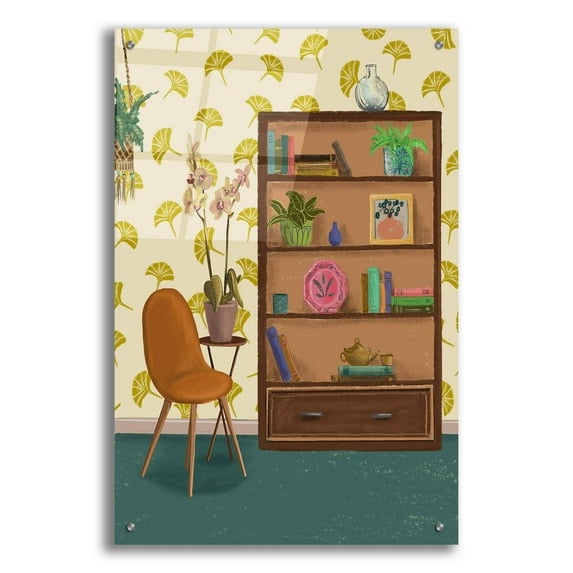 Epic Art 'Interior Modern Bookcase' by Christine Rotolo, Acrylic Glass Wall Art, 24"x36"