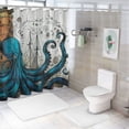 thumbnail image 7 of Orinice Octopus Nautical Shower Curtain Blue Kraken Sailboat Lighthouse Compass Sea Animal Nautical Cool Marine Life Polyester Bathroom Decor Curtain with Hooks,Blue Gray White 36x72, 7 of 7