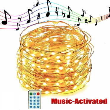 Fairy Lights String Lights, 100 LED Sound Activated Twinkle Lights for Bottle/Bedroom/Wall, 12 Modes, Waterproof