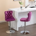 thumbnail image 4 of Holaki Set Of 2, Modern Classic Swivel Velvet Barstools, 25-33 Inch Adjusatble Seat Height, Upholstered Chrome Base Bar Stools With Backs Tufted, For Home Pub, Living Room(Silver Base+Purple), 4 of 8
