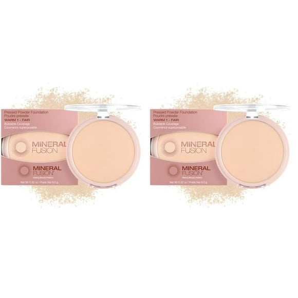 Mineral Fusion Pressed Powder Foundation, Warm 1-0.32oz ea (Pack of 2)