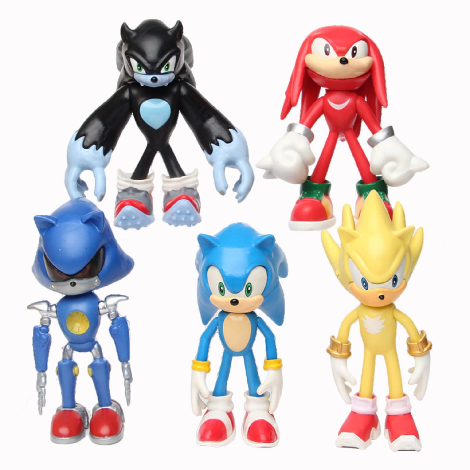 Sonic the Hedgehog Action Figures Sonic Knuckles Tails Shadow Toy Gift Kids 4" 
