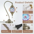 thumbnail image 5 of Turkish Moroccan Lamp with Bronze Base - Yarra Decor 3 Color Options Handmade Swan Neck Tiffany Mosaic Glass Bedside Lamps for Bedroom (LED Bulb Included), 5 of 6