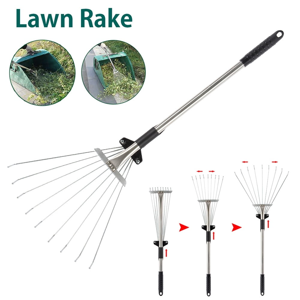 Professional Adjustable Garden Leaf Rake Expanding Metal Rake Collect ...
