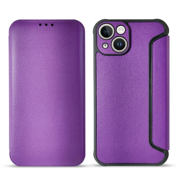 APPLE IPHONE 14 Phone Cases, Magnetic wallet Leather phone case with Credit Card Slot Cover For Apple iPhone 14 In Purple