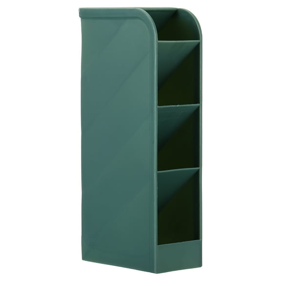 Uxcell 4 Compartments Pencil Holder 8" x 3.5" x 2" Plastic Pen Holder Pen Organizer Makeup Brush Holder, Dark Green