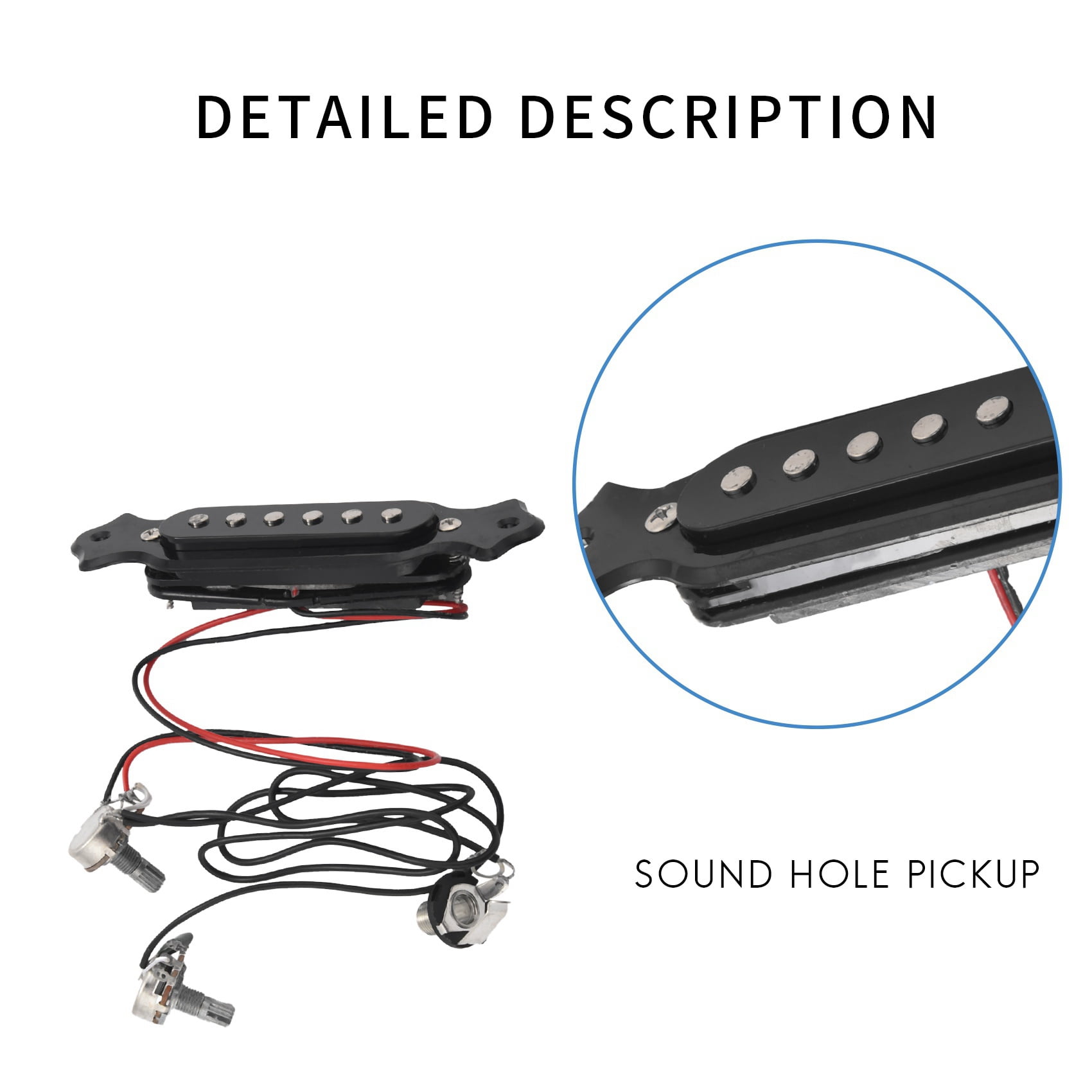 10X Magnetic Acoustic Pickup for Guitar Black