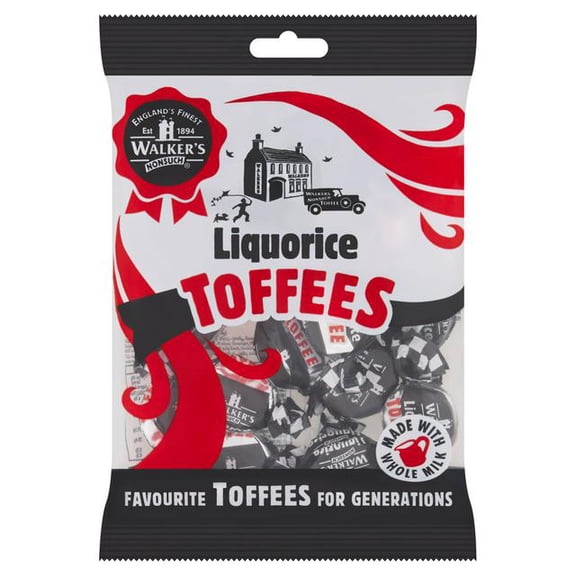 Walkers Nonsuch Liquorice Toffees Bag 5.29 Oz (Pack of 3) – Black Licorice Candy, British Chewy Toffee Candy, Old Fashioned Sweets