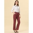 thumbnail image 3 of Pantalones a cuadros Allegra K casuales para mujer, pierna recta, negro rojo, M, 3 of 5