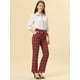 thumbnail image 3 of Pantalones a cuadros casuales para mujer, bolsillos, pierna recta, trabajo, oficina, pantalones negro rojo L, 3 of 6