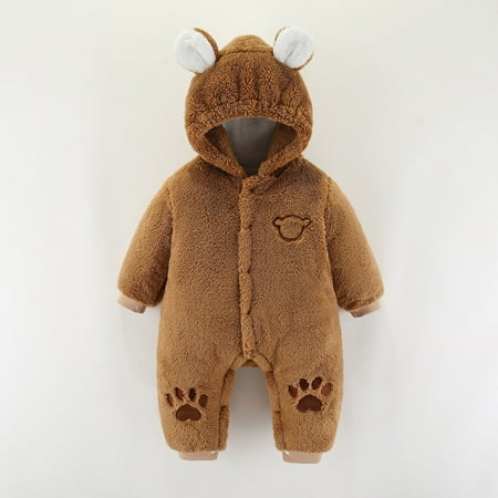 

Juebong Baby Pajamas Toddler Baby Boys Girls Color Plush Cute Bear Ears Winter Thick Keep Warm Jumpsuit Romper Baby Romper for 3-9 Months