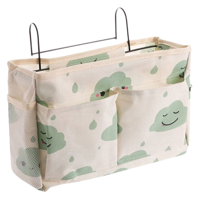 1Pc Bedside Hanging Organizer Storage Bag Multifunction Sundries Organizer Book Storage Pouch (Green)