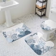thumbnail image 3 of Summer Marine Life Bathroom Rugs Set Ocean Coral Blue Coastal Starfish Conch Non Slip Absorbent Soft Bath Mats 3 Piece Set with Bathroom Rug, U-Shaped Floor Mat, Toilet Seat Cover Large Size, 3 of 9