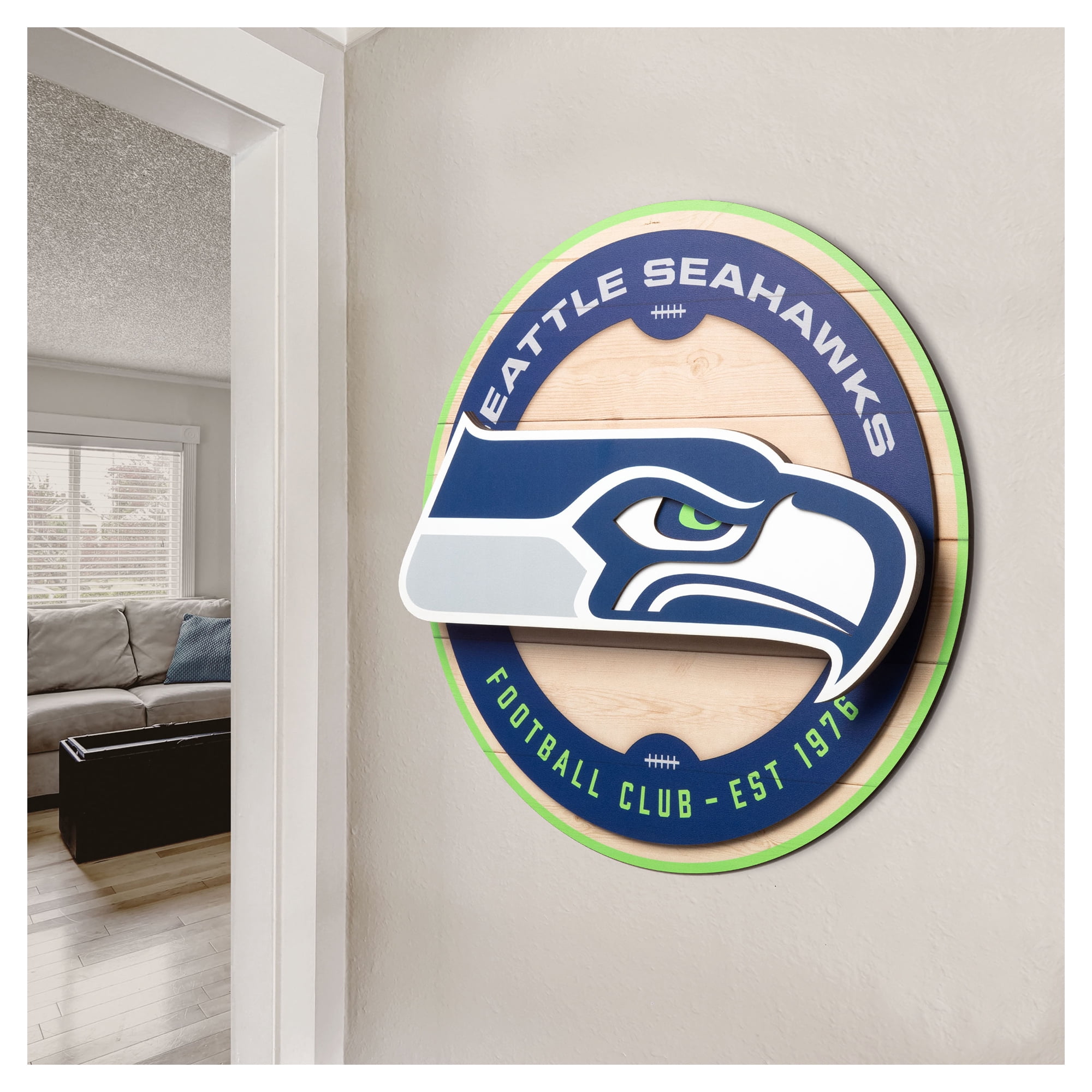 IDNA Seattle Seahawks 15" x 15" 3DX Logo Circle Backer Wall Art