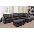 thumbnail image 6 of PonLiving Furniture Gentla 103.5'' Left or Right Facing Sleeper Sectional with Storage Ottoman, Living Room Sectional Couches Set, Brown Leather Sectional Sofa, 6 of 6