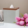 thumbnail image 2 of nu steel Boutique tissue box cover,part of our Concrete Bathroom accessory set high quality Stone /Wood Square Facial Tissue Box Holder for Bathroom Vanity Countertops,Bedroom Dressers-Stone finish, 2 of 5