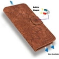 thumbnail image 7 of Vintage Embossed Patterns Wallet Phone Case Card Slot Holder Function for iPhone 14 12 13 11 Pro Max Mini 7 8 14 Plus SE XS XR, Sunflower Pattern Leather Cover(Purple,iPhone 13), 7 of 7