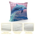 thumbnail image 4 of GOSMITH  Blue Ocean Dolphin Print Throw Pillow Cover Square Soft Cushion Cover Throw Pillow Case for Home Decor Living Room Bed Couch Car, 4 of 5