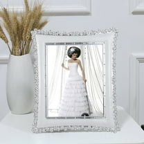 HINTRMENT 1Pack Silver Plated Metal Picture Frame with Rose Decors for Wedding Memories Home Décor