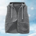 thumbnail image 6 of BXJX Women V Neck Fleece Vest- Open Front Casual Button Down Sleeveless Winter Warm Cozy Outerwear with Pockets Gray Size 2XL, 6 of 6