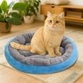 thumbnail image 5 of Taotanxi Round Donut Cat and Dog Cushion Bed, 17in Pet Bed for Small or Medium Dogs, Anti-Slip & Water-Resistant Bottom, Soft Durable Fabric Pet Beds, Washable Calming Cat Bed Blue, 5 of 6