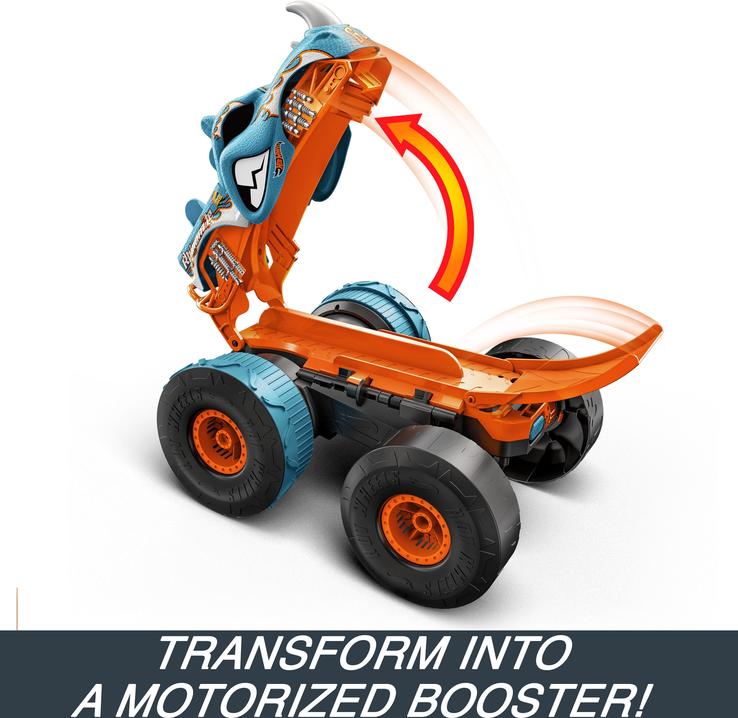 Hot Wheels Monster Trucks Rhinomite Chargin' Challenge Playset with a 1:64  Scale Toy Rhinomite Truck & 2 Crushed Cars