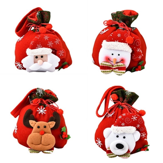4PCS Christmas Candy Gifts Bag Portable Treats Bags Presents Basket Wedding Candy Tote Bag Gift Box for Party Home Decor