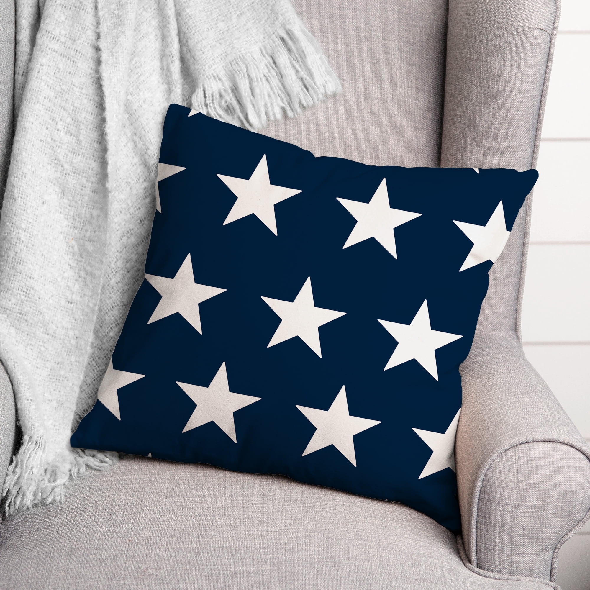 Creative Products Blue and White Stars 18 x 18 Indoor / Outdoor Pillow