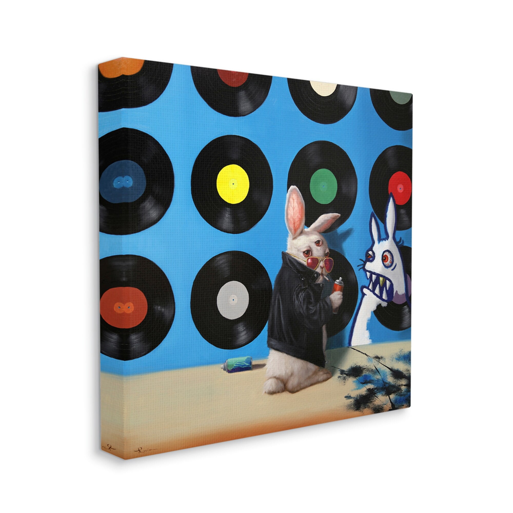 Stupell Industries Graffiti Rabbit Third Eye Music Record Pattern Canvas Wall Art, 30 x 30, Design by Lucia Heffernan