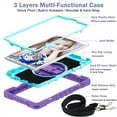 thumbnail image 2 of ELEHOLD Rugged Case for Samsung Galaxy Tab A7 Lite 8.7 (2021) Three-Layer Hybrid Muti-Functional Case with 360° Rotating Kickstand Handstrap Crossbody Shoulder Strap Shockproof Case, Purple, 2 of 8