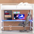 thumbnail image 5 of Full Size Metal Loft Bed With Gaming Desk And Led, White - Strong Construction, Design Frame Led , Versatile, Ample Space, 5 of 7