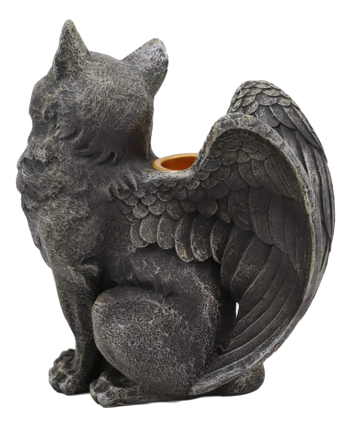 Ebros Gothic Angel Winged Catgoyle Cat Gargoyle Candle Holder Statue Medieval Renaissance Fantasy Gargoyles Angelic Feline Cats Sculpture Halloween Home Decor Right Facing Walmart Com Walmart Com