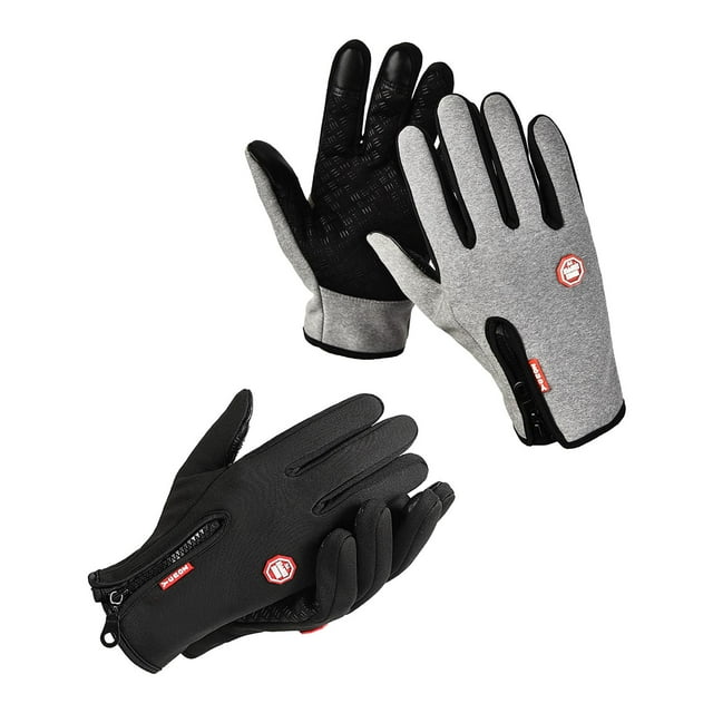 4 guantes de invierno, térmicos, antideslizantes, cálidos, impermeables, para pantalla táctil y frío. Negro Talla S y Gris S