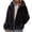 Black, variant on Fesfesfes Women Winter Jacket Furry Coat Winter Solid Color Turn Down Collar Outerwear With Pocket