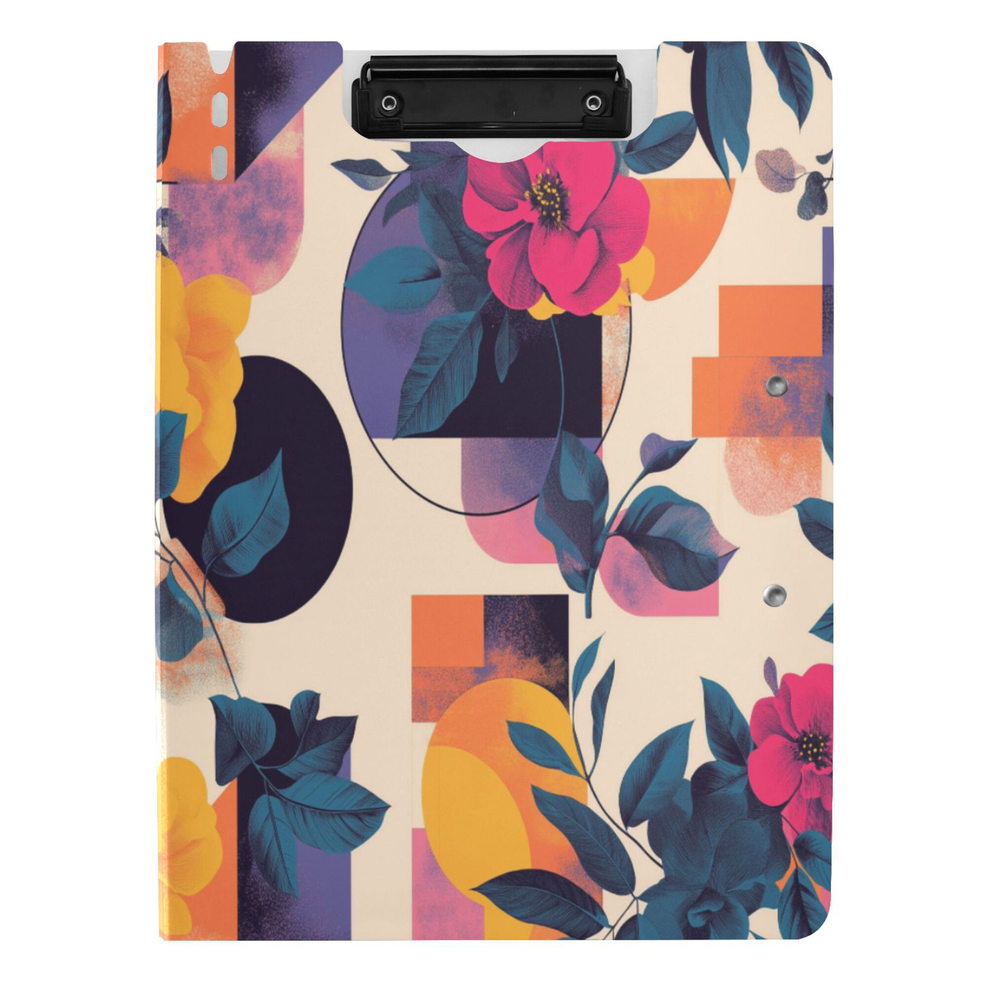 FORMRS A4 Clipboard Folder with Pen Holder Horizontal Foldable School Office Binder, Flowers Pattern Style