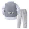 thumbnail image 3 of Boys 4 Piece Gentleman Suits Set Long Sleeve Shirts Vest Pants Outfits Set with Tie Wedding Birthday Party Suit, 3 of 8