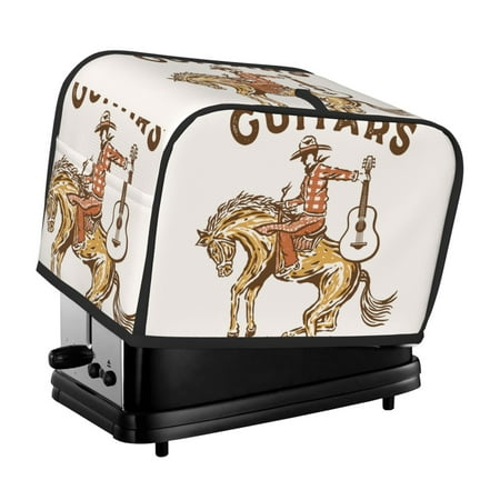

KLL Cowboy Rodeo Guitar Print 2 Slice Toaster Dust Covers Kitchen Small Appliance Cover with 2 Pockets Can hold Jam Spreader Knife & Toaster Tongs (11.4 x 7.9 x 7.5)