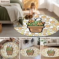 thumbnail image 5 of Round Rug 3.3Ft Washable Non-Slip, Easter Circle Area Rugs for Living Room Bedroom, Bunny Ears Spring Yellow Flowers Potted Plant Pastoral Indoor Floor Mats Carpet Runner for Home Decor Aesthetic, 5 of 8