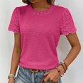 thumbnail image 4 of yunLCZ Basic Women's Tees Everyday Low Price Womens Frenchy Summer Tops Crewneck Short Sleeve T Shirts Casual Knit Blouses Top Shirts Summer short sleeve loose fit tunics, 4 of 7