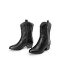 thumbnail image 3 of Botas DREAM PAIRS DWUMMB2505 de media caña con punta redonda negras, 3 of 7