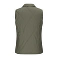 thumbnail image 6 of YOIAVAIOY Womens Puffer Sleeveless Jacket Lightweight Quilted Vests Lapel Collar Padded Waistcoat Fall Winter Outerwear Army Green M, 6 of 8
