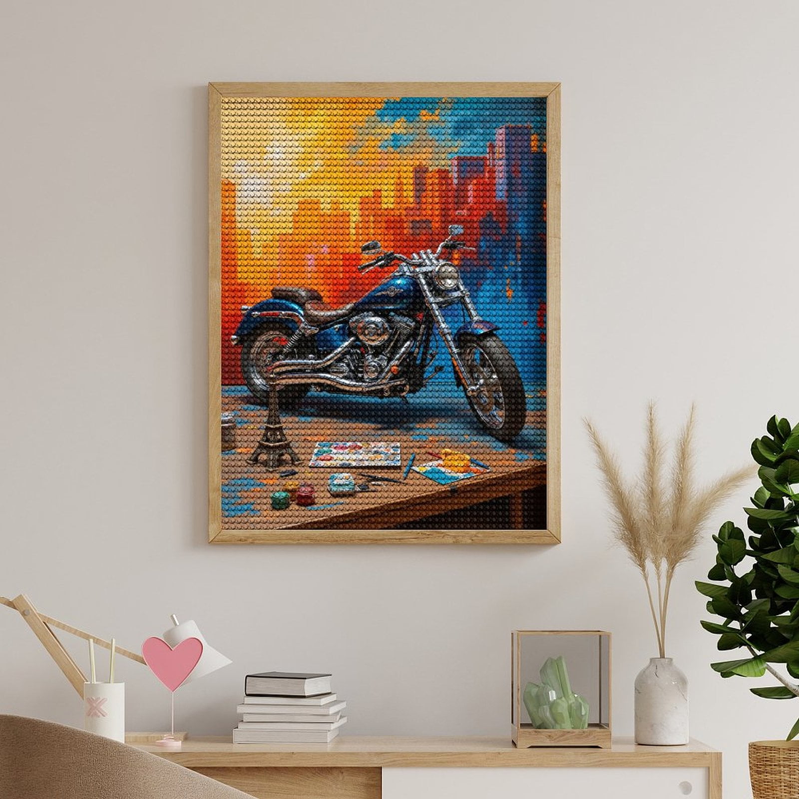 Diamond Art Kits for Adults - Motorcycle Art Urban Painting Supplies 5d Diamond Painting for Adults, Diamond Art for Adults Beginners, Frameless Diamond Painting Kits for Adults for Home Wall Decor