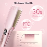 KIPOZI Hair Straightener Flat Iron with Ionic Technology, 1.75” Floating Titanium Plates, Anti-Frizz & Anti-Static, 15 Temp Settings, Fast Heat-Up, for All Hair Types, Pink