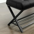 thumbnail image 5 of Dycanpo 44.5" End of Bed Bench,Faux Leather Upholstered Bench with Shoe Shelf, Black, 5 of 11